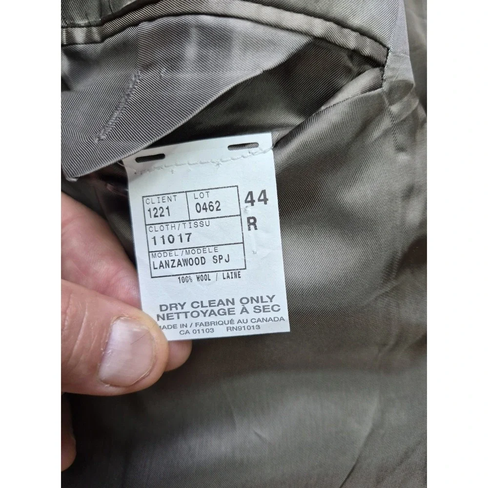 Prima Mens Wool Sports Coat 44R Blue Brown Check Made in Canada 3 Button H806